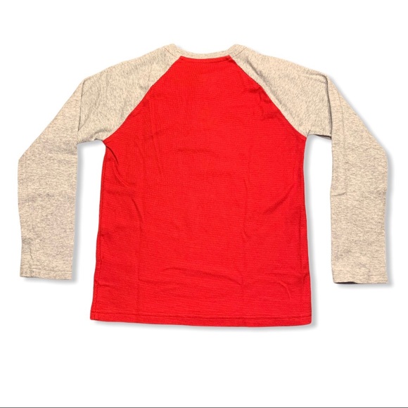 Gap Long Sleeve Red & Gray Raglan Henley - Picture 2 of 6